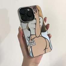 欧美自拍美女苹果16promax手机壳iPhone15镜面13补妆镜12小众14潮