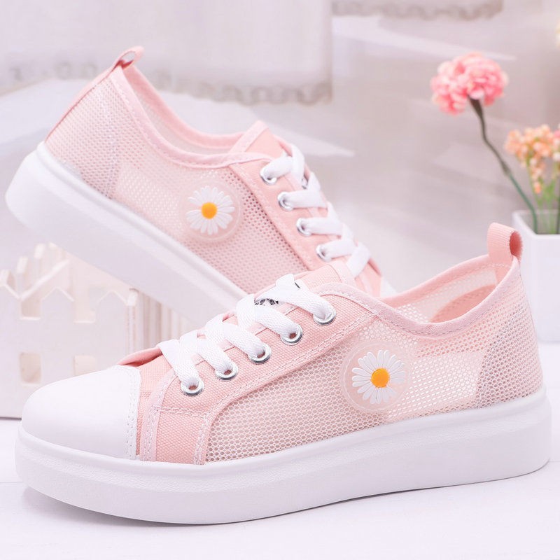 小白鞋女2023春秋季小雏菊学生女鞋子街拍板鞋休闲网面鞋单鞋批发