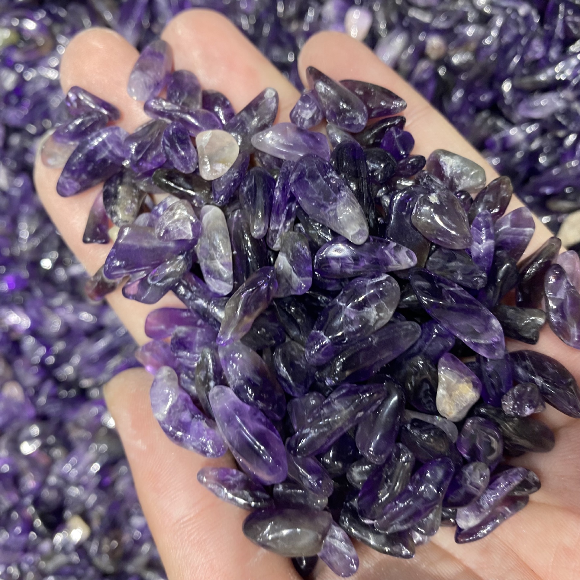 厂家供应 紫水晶碎石小颗粒水晶碎石香薰石扩香石鱼缸造景装饰石
