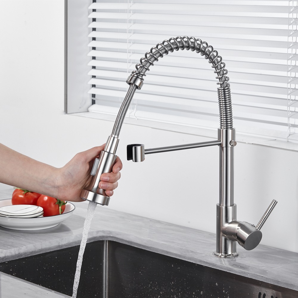 Cross-Border Supply Spring Pull Hot and Cold Mixed Water Multifunctional Kitchen Faucet Vegetable Basin Sink Faucet Bathroom Water Tap