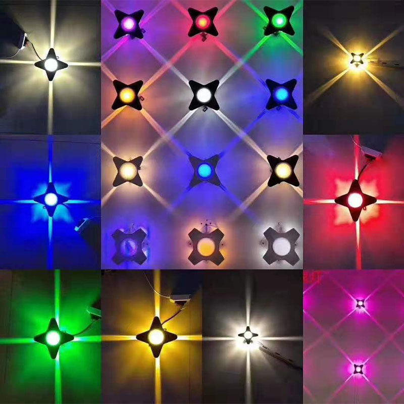led十字星光灯户外防水点光源灯射灯七彩星光灯5面发光壁灯投射灯