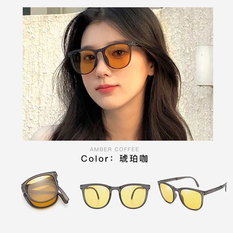 2022 New Folding Air Cushion Polarized Sunglasses Women's Fashion Easy Storage High Texture Driving Sunglasses UV Protection