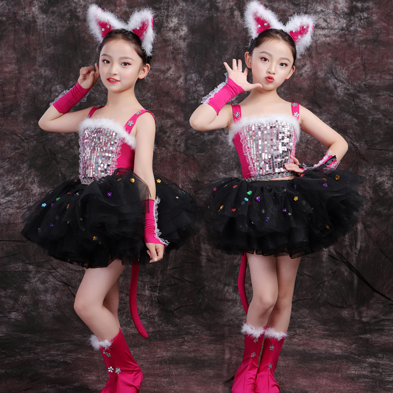 六一儿童动物演出服男女幼儿学生童话剧舞蹈小猫咪蓬蓬裙新款纱裙