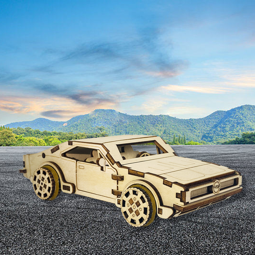 3d立体拼图木质汽车仿真模型儿童益智diy手工拼装玩具创意木拼板