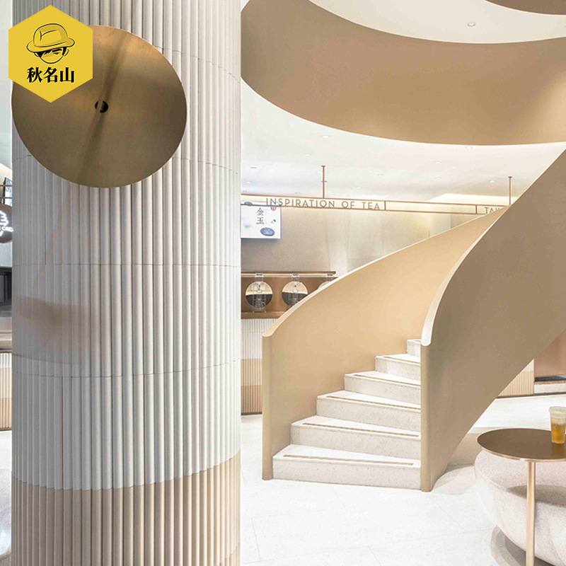 网红喜茶棍子砖奶茶店背景形象墙长条砖圆弧形手工砖工装圆柱瓷砖