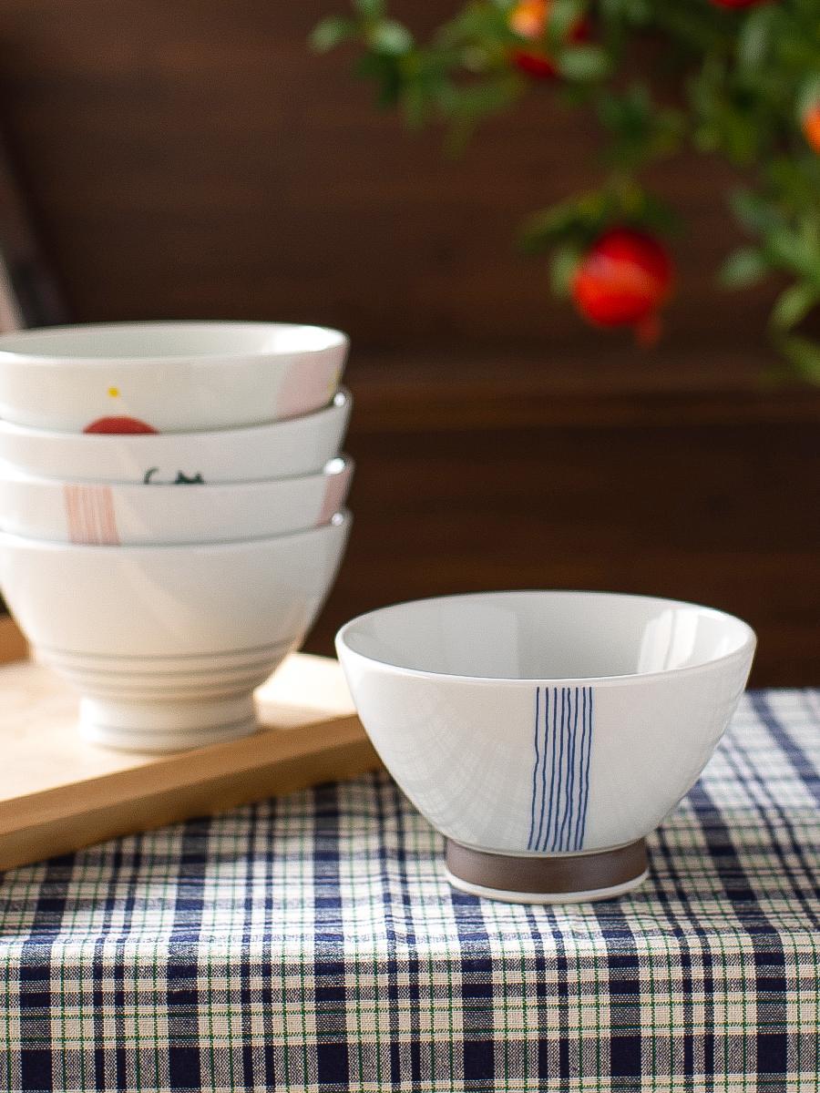 日本 高脚碗米饭碗单个小碗吃饭家用创意多款陶瓷碗