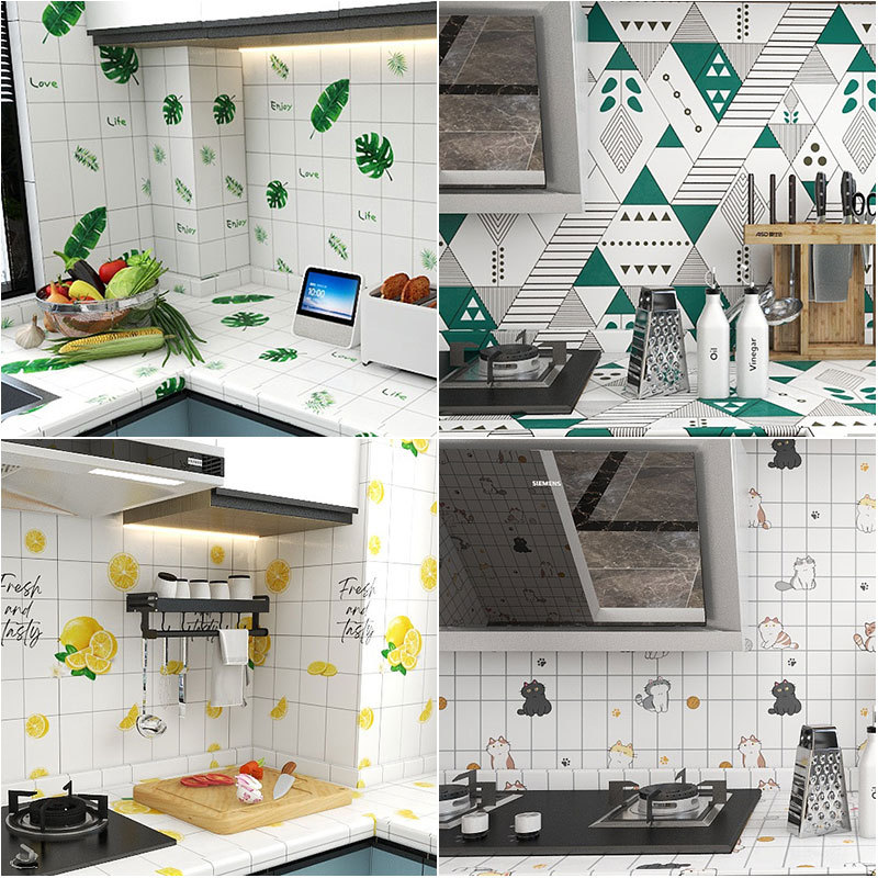 小清新厨房防油贴可爱墙贴自粘灶台桌面贴膜加厚防水壁纸防油烟贴