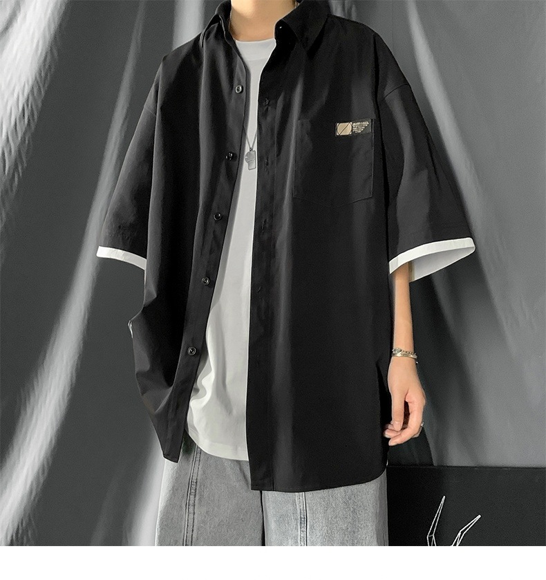 短袖衬衫男韩版宽松休闲夏季外套半袖衬衣男帅气潮流学生百搭上衣