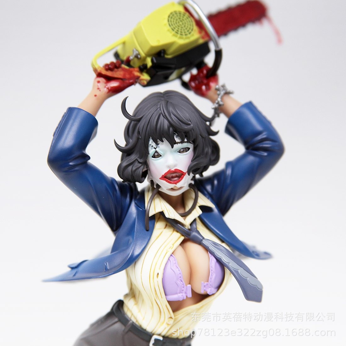 德州电锯杀人狂 皮脸电锯起舞美少女pvc abs模型 各类潮玩定制