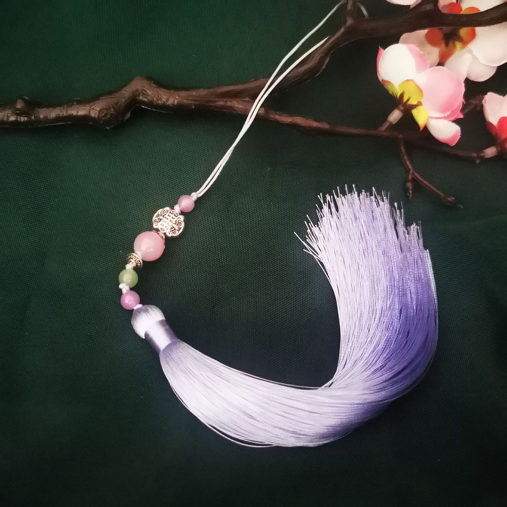 观山玥新品刺绣团扇折扇扇坠冰丝真丝流苏福禄寿穗子古风汉服穗