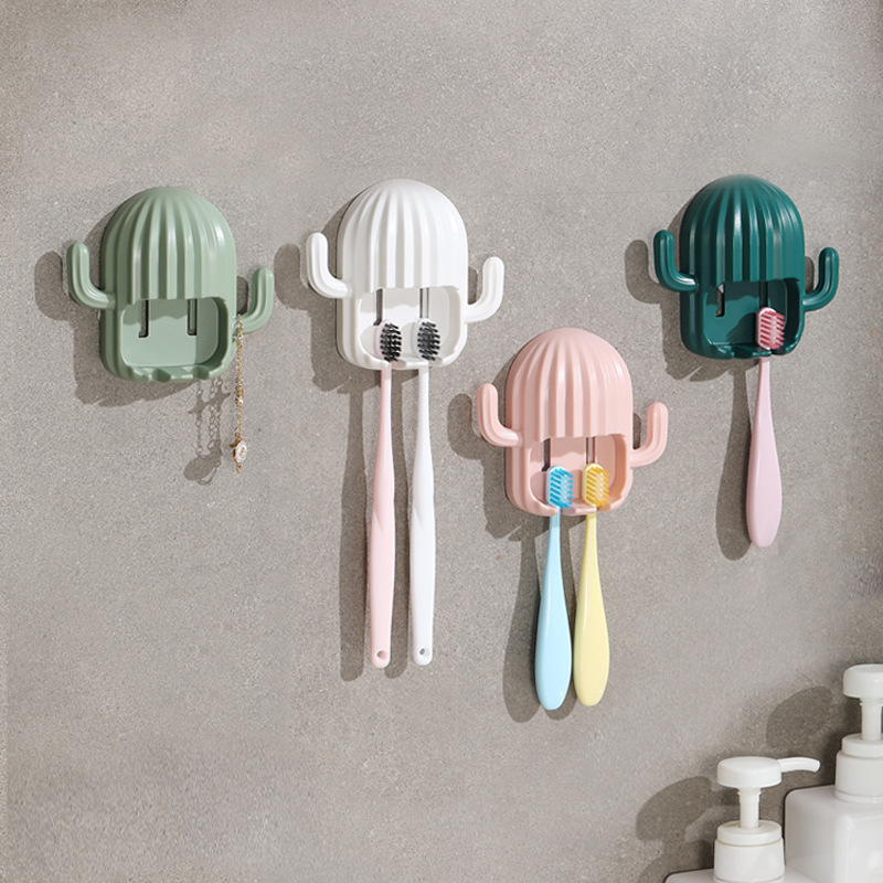 Toothbrush Holder Toothbrush Tool Toothbrush Rack Punch-Free Wall-Mounted Cactus Suction Wall