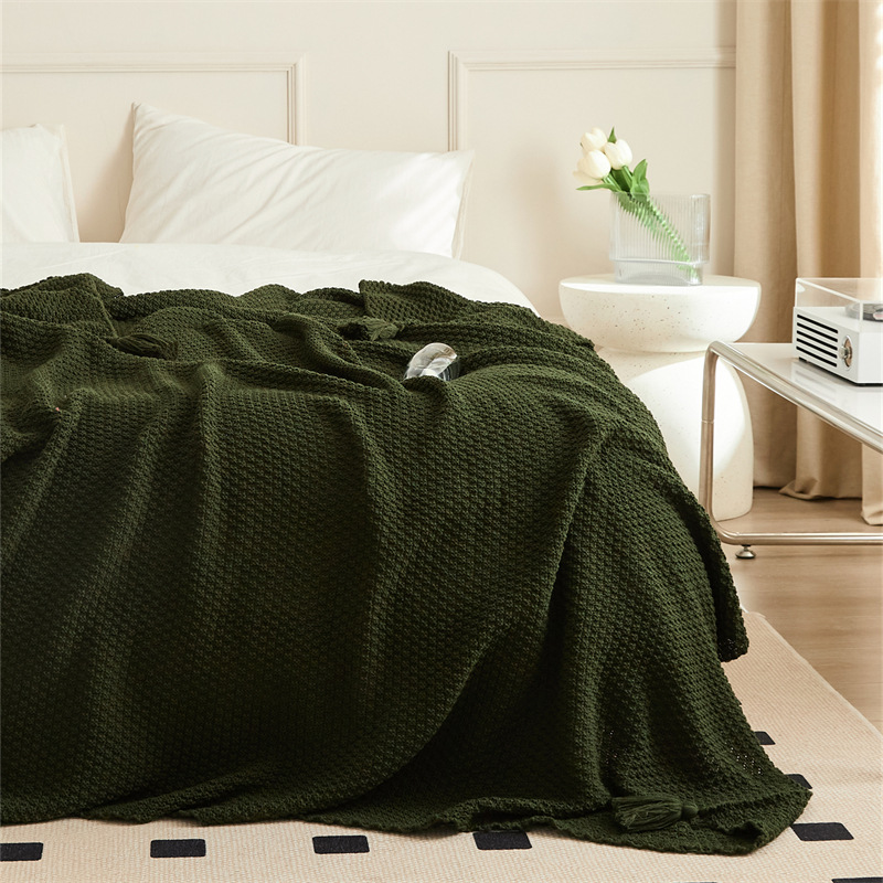 Knitted Blanket Nordic Instagram Style Sofa Blanket Pastoral Style Blanket Air Conditioning Blanket Solid Color Bed & Breakfast Bed Blanket