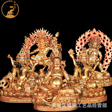 《五姓财神》铜像摆件西藏铜全鎏金雕花客厅桌面黄财神工艺品摆件