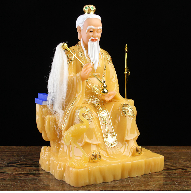 汉白玉石太白金星神像居家供奉家用黄玉树脂佛像彩绘客厅祝福摆件