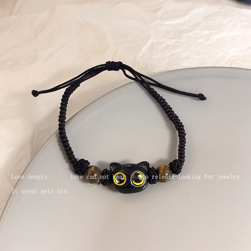 Cheese Black Sesame Kitty Black Cat Bracelet 2023 New XINGX Black and White Cute Ins Couple Bracelet