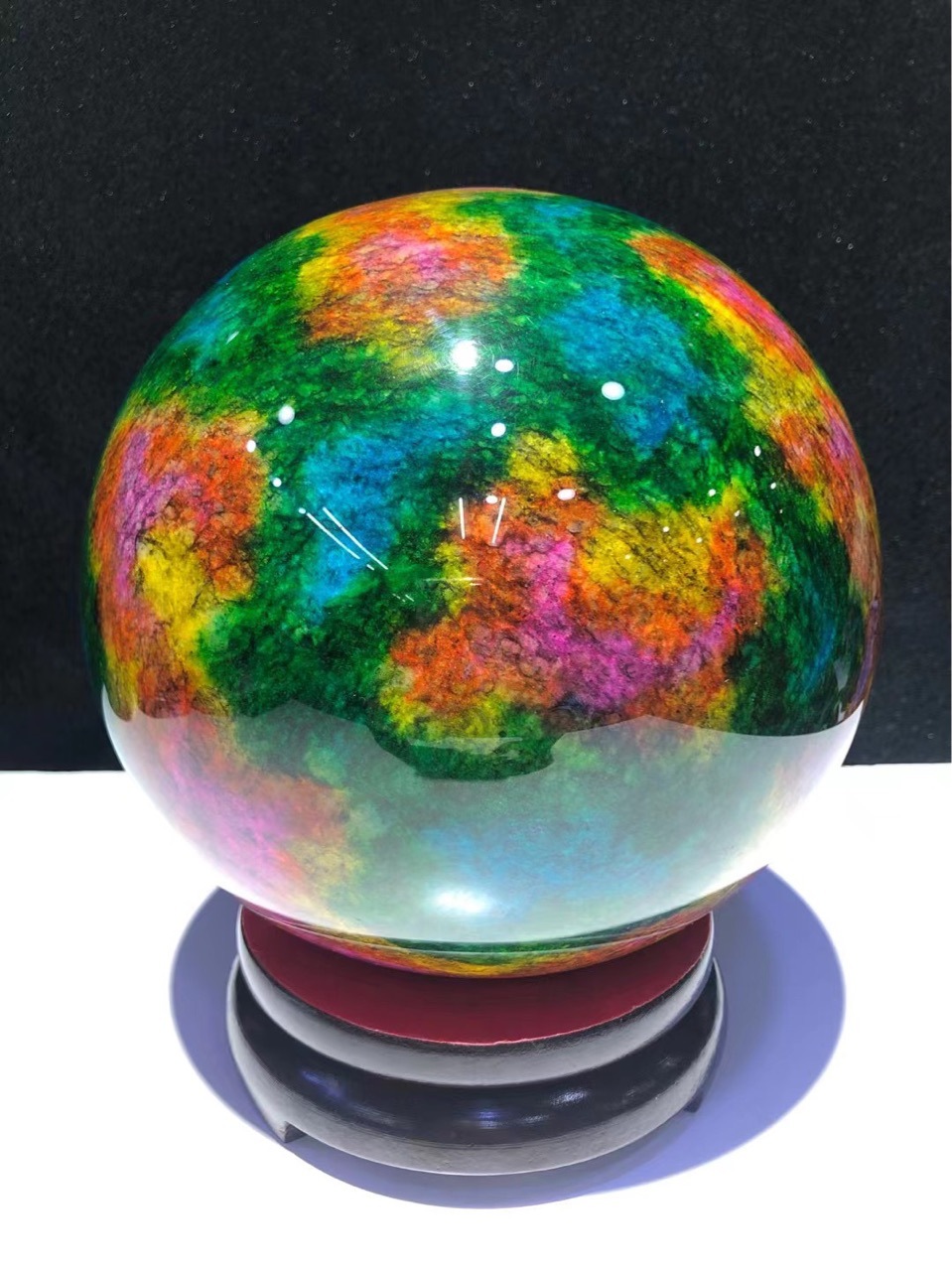 台湾七彩玉球摆件花莲七彩玉花瓶葫芦转运球高端客厅装饰商务礼品