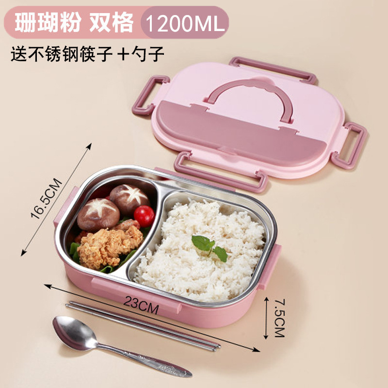 304 Stainless Steel Packing Lunch Box Non-Odor Lunch Box Office Worker Student Handheld Microwaveable Heating Cross-Border Wholesale