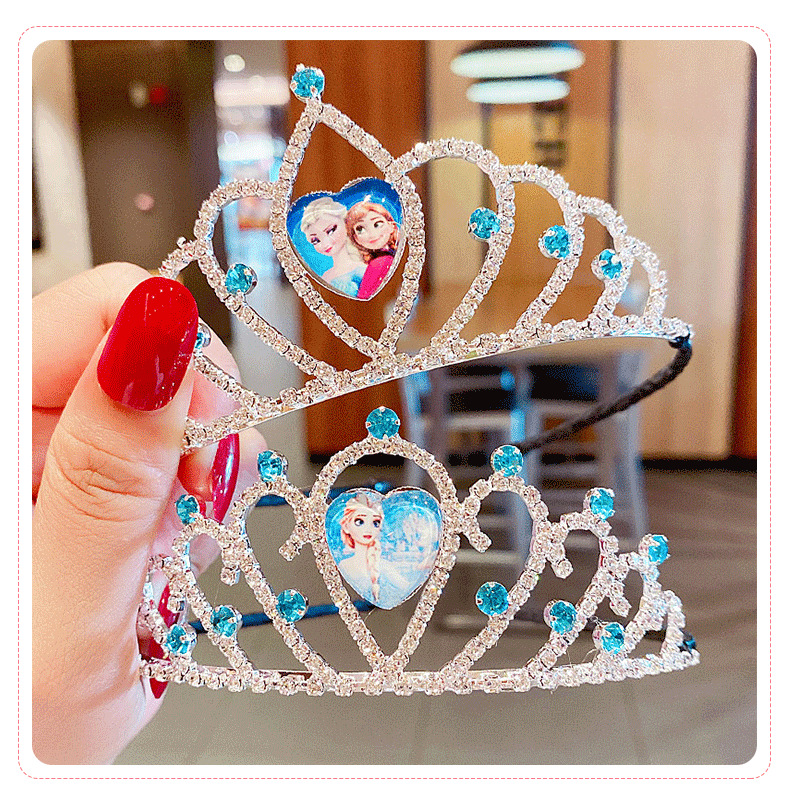 女童爱莎公主皇冠大发箍儿童水晶王冠头饰冰雪奇缘小女孩生日发饰