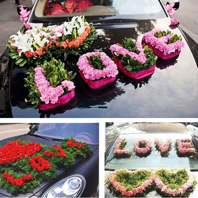 婚车花泥带吸盘带花泥桃心异形花店材料用品圆形心形婚庆花泥批发