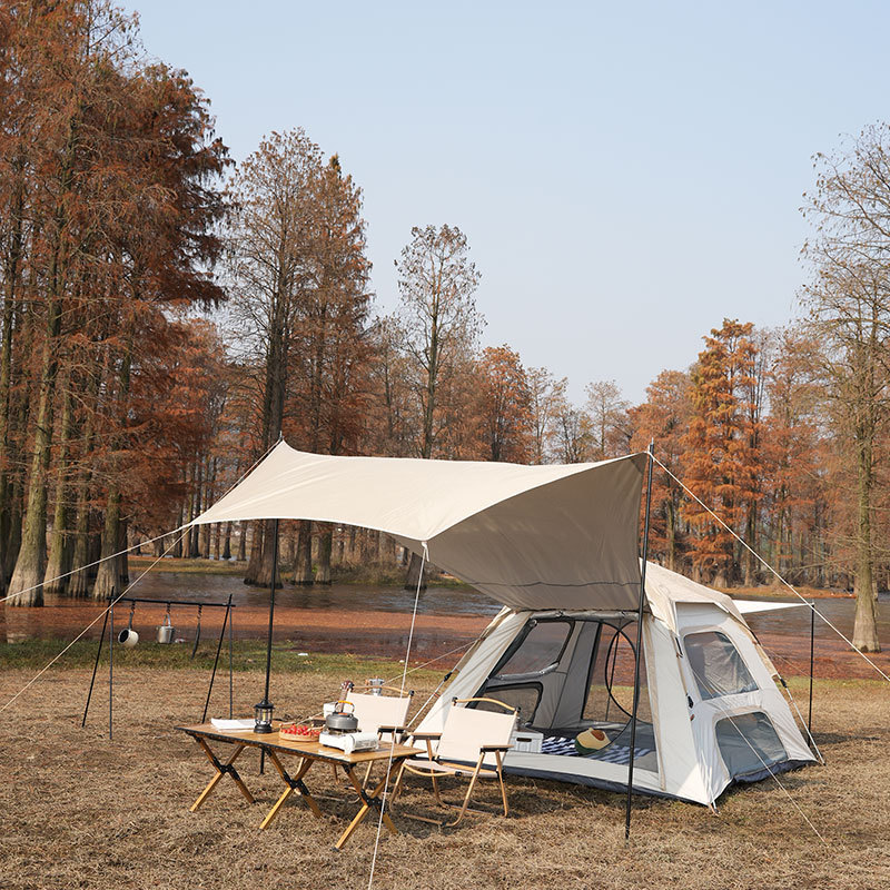 New Canopy Tent 2-in-1 Outdoor Automatic Quickly Open Camping Pu Oxford Cloth Waterproof Tent Wholesale