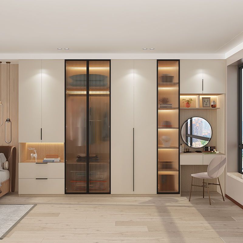 极简轻奢一门到顶衣柜家用卧室现代简约四六门组合到顶整体大衣柜