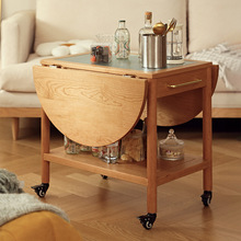 北美樱桃木折叠边几北欧茶桌可移动咖啡桌沙发茶几边柜创意角几