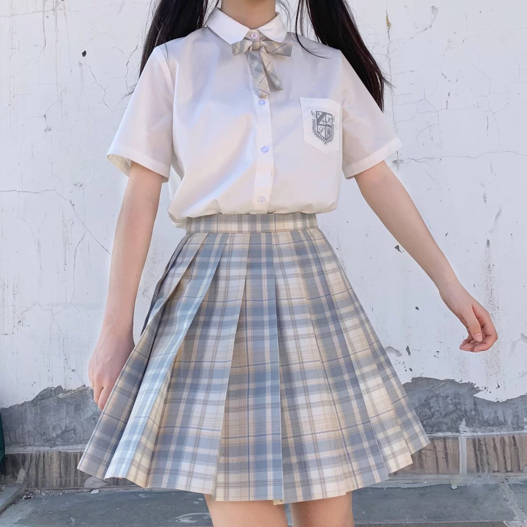 japanese college high waist plaid lemon sea salt student jk uniform skirt skirt pleated skirt pleated skirt spring/summer school uniform