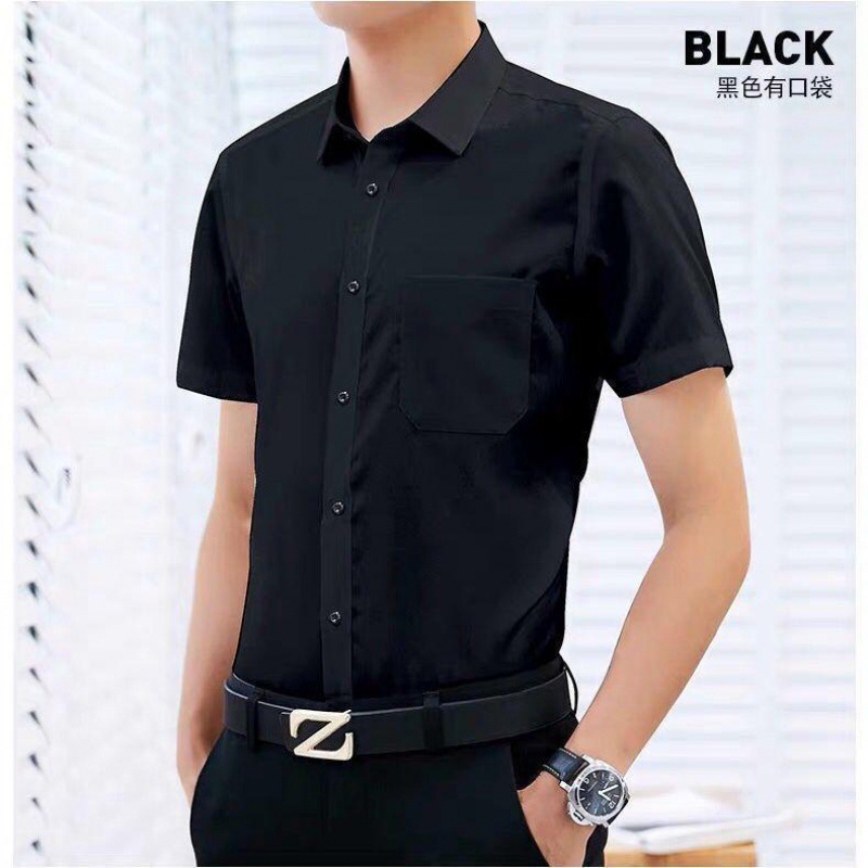 White Shirt Short Sleeve Men Clothing Men's Slim-Fitting Workwear Professional Color Business Formal Wear with Pocket Shirt Men's Wear Shirt Non-Ironing