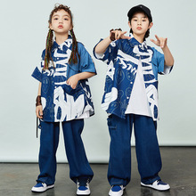 街舞儿童潮服嘻哈衬衫套装男女童hiphop演出服少儿潮牌六一表演服