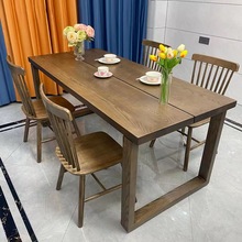 实木餐桌书桌一体客厅家用红橡木长方形白蜡木大板桌莫比恩工作台