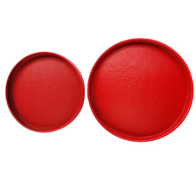 红色印泥祺星厂家供应圆形铁盒泥状 盖戳财务盖章按手印办公印泥