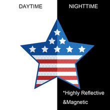 RFM019 跨境美国独立日国旗星星磁性反光车贴冰箱贴DIY节日装饰贴