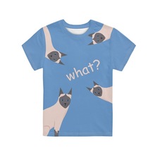 跨境T恤宽松动物系列蝴蝶图案 印花儿童圆领涤纶短袖夏季休闲百搭