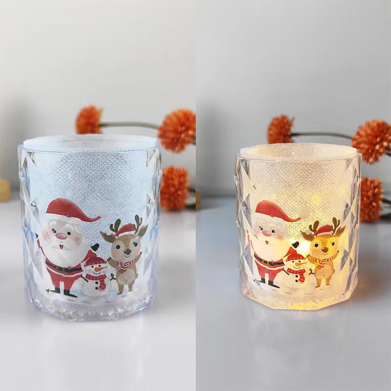 Creative Christmas Modeling Ambience Light Snowman Elk Small Night Lamp Holiday Decoration Simulation Candle Lighting Scene Decoration