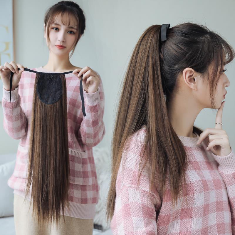 假发直马尾长直发马尾女中长发扎发捆绑式高温丝自然蓬松绑高辫子