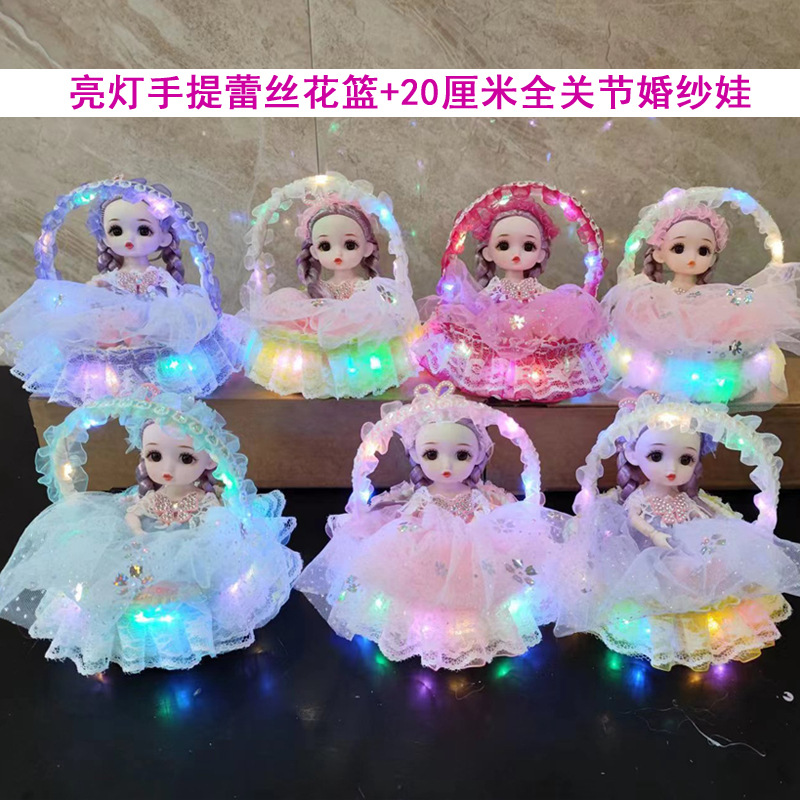 2023 Light-Emitting Hanging Basket Barbie Doll Flash Cabas Mermaid Figurine Doll Night Market Light Children's Toys