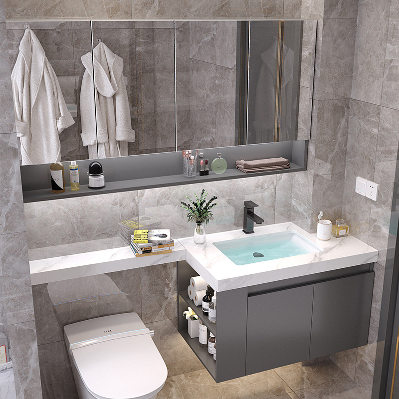 岩板浴室柜组合延长台面切角卫浴柜智能镜洗脸盆洗漱台马桶柜