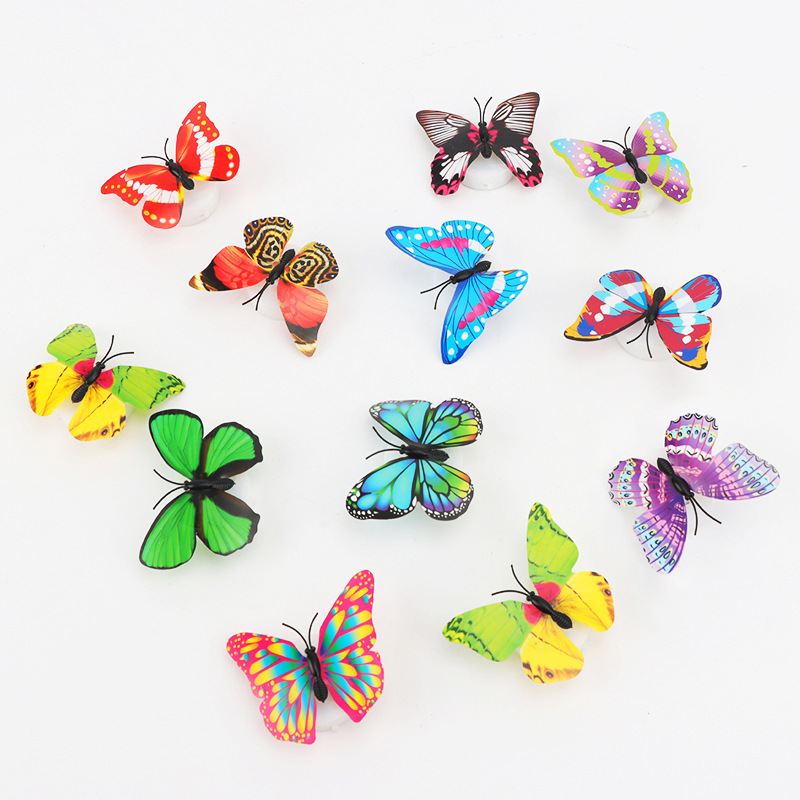 Simulation Led Colorful Light-Emitting Butterfly Room Decoration Accessories Butterfly Lamp Wall Stickers Butterfly