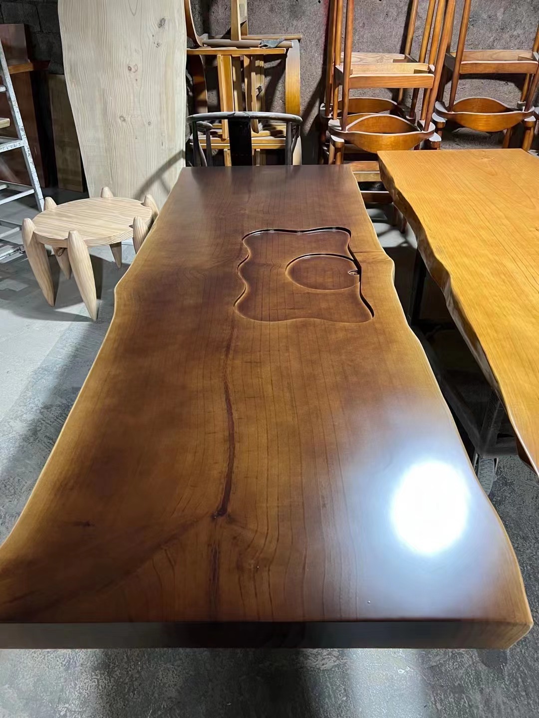 0a3t批发整张实木原木餐桌吧台板岛台茶桌大板长方形办公桌面整板