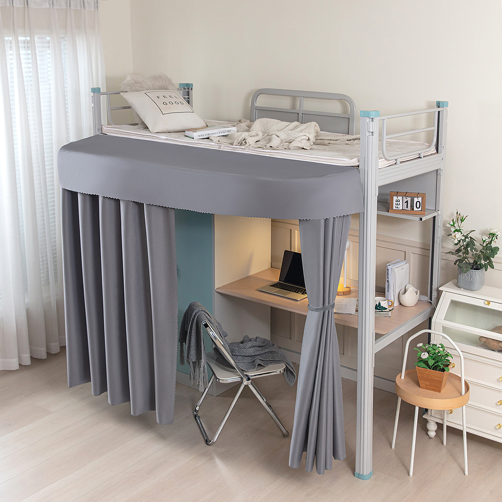 学生宿舍下铺桌帘寝室遮光帘纯色简约防尘帘子遮光布