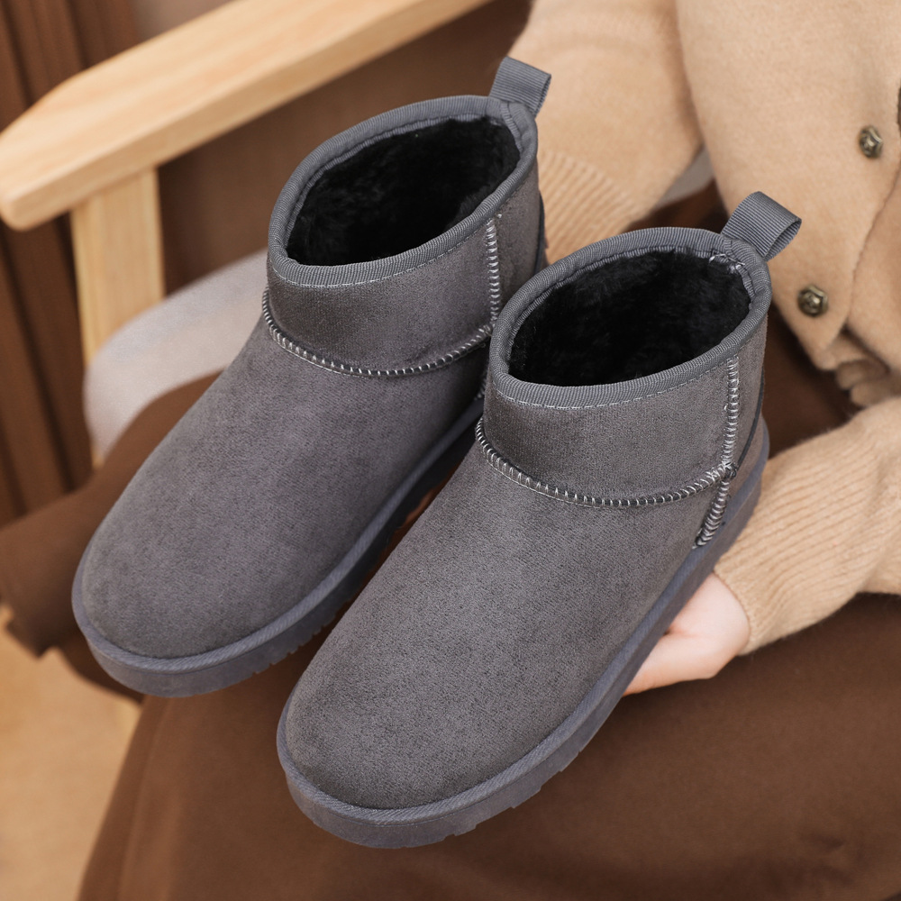 Northeast Non-Slip Snow Boots Women's Fur Integrated Thickened Velvet Ankle Boots Same Style as Zhou Dongyu Slip-on Snow Cotton Boots