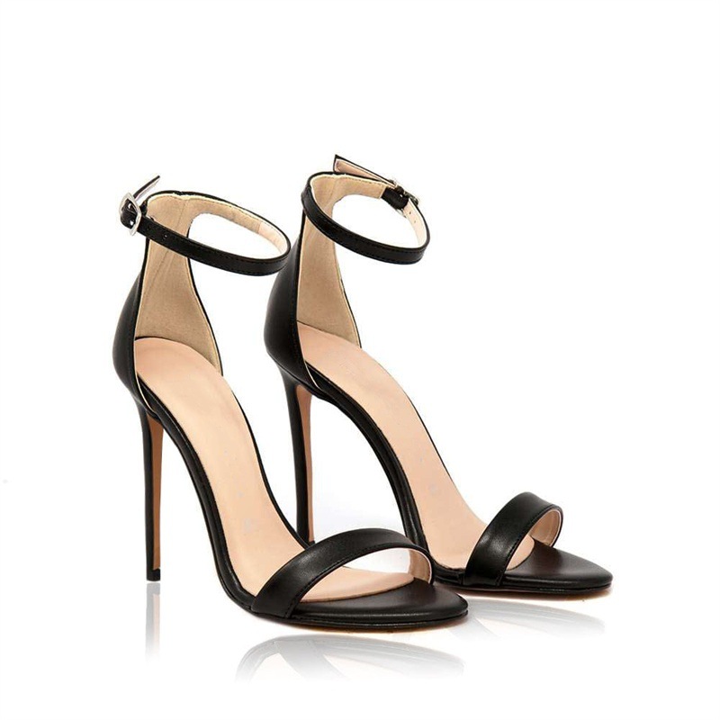 跨境欧美时装凉鞋 圆头细跟罗马搭扣女鞋sandals women 12cm-阿里巴巴