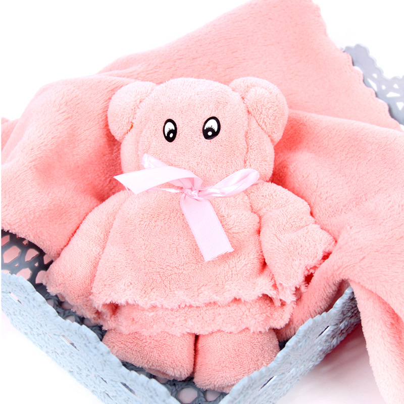 厂家批发 小熊毛巾伴手礼品喜铺婚庆可爱造型回礼创意珊瑚绒毛巾