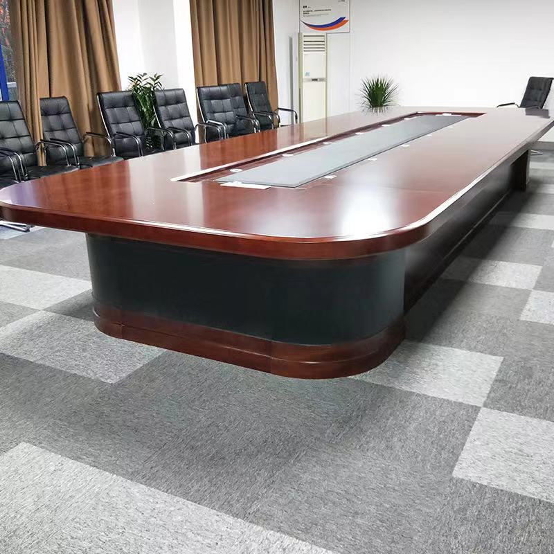 会议桌实木皮全包围多人培训桌大型椭圆形办公桌长桌洽谈桌椅组合