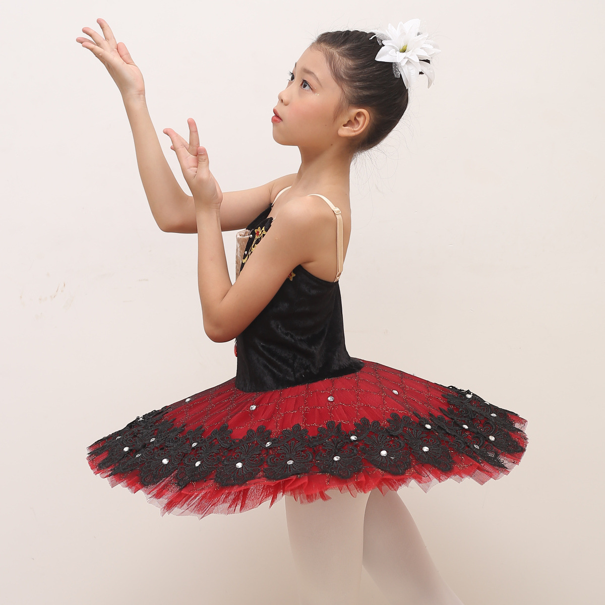 芭蕾舞裙小天鹅舞蹈演出服绒布幼女童吊带tutu裙公主裙表演练功服