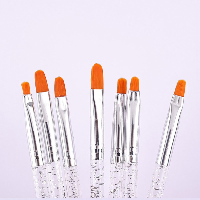283 acrylic glitter rod 7 pcs nail brush uv pen flat head acrylic crystal rod nail painting brush