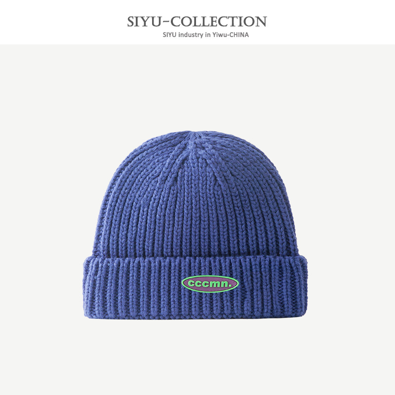 Simple Ins Style Rubber Letters Woolen Cap Women's Winter Street Hip Hop Style Knitted Hat Korean Style Beanie Hat Men's Fashion