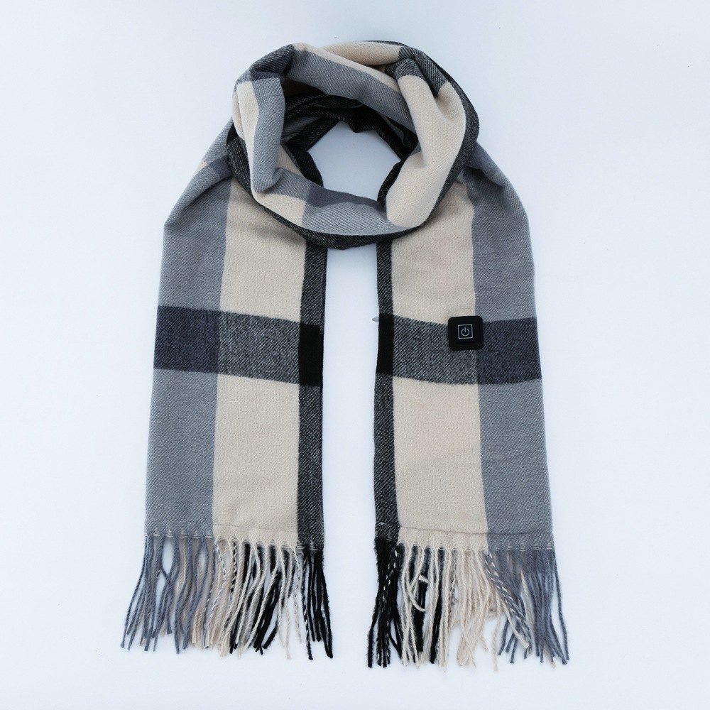 2023 New Heating Scarf Korean Style Couple Plaid Electric Heating Scarf Wholesale Factory Japanese Style Cashmere-like Shawl for Women
