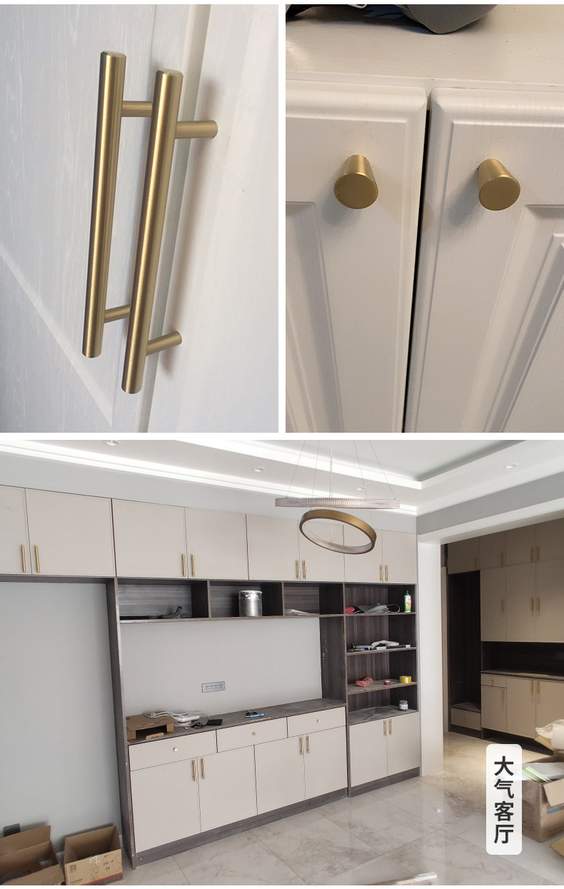 新中式柜门拉手纯黄铜橱柜小拉手欧美式现代简约抽屉衣柜子门把手