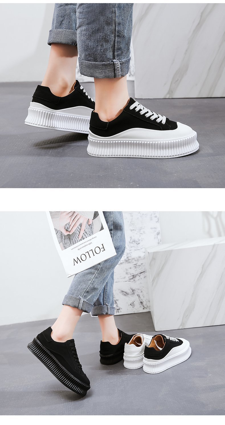 2021春季新款饼干鞋jilsander厚底鞋女绑带休闲高帮松糕小白鞋女